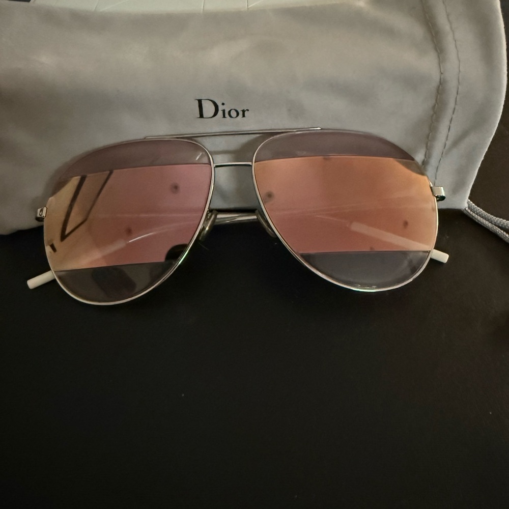 Dior Sunglasses with Silver Frame and Rose Lenses